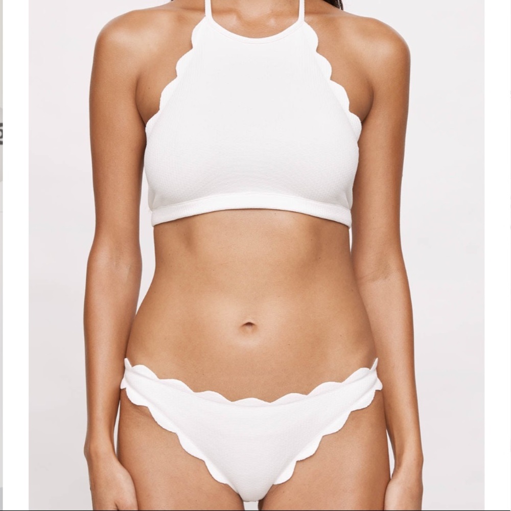 Marysia Swim White Scalloped High-Neck Bikini